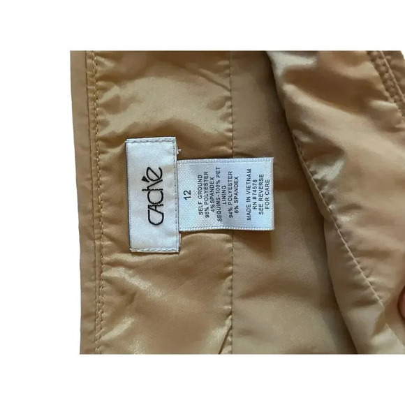 Cache Women's Gold Sequin Mini Skirt Size 12 - Picture 2 of 8